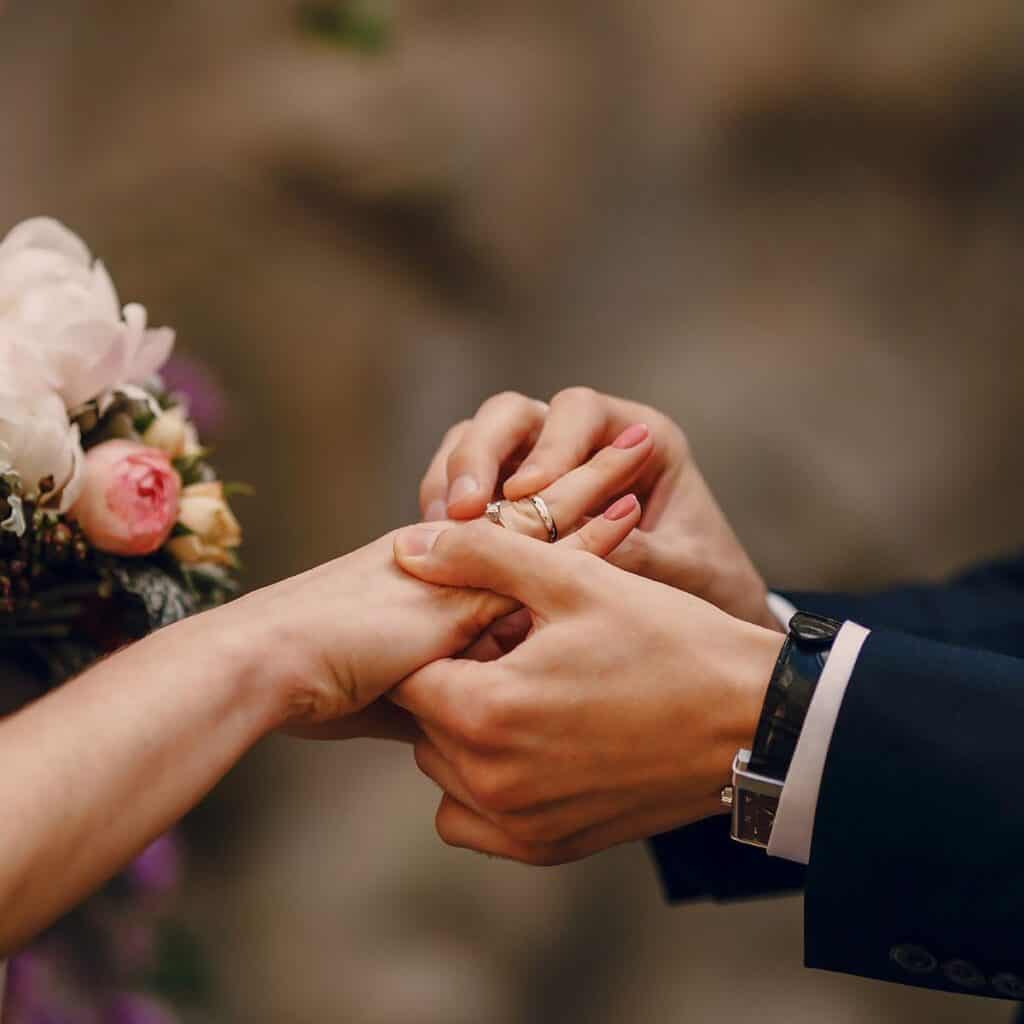 exchanging wedding rings.